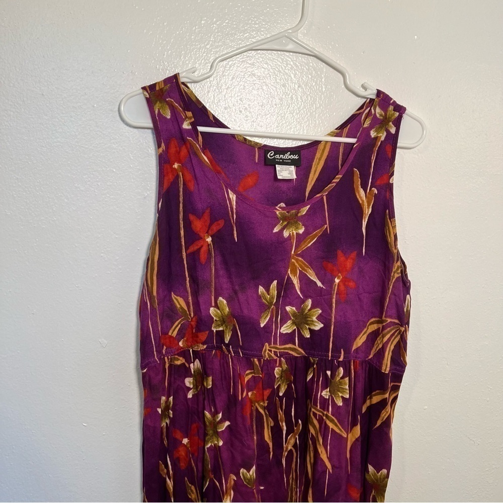 Vintage Caribou Sleeveless Dress Purple Floral - Picture 4 of 10